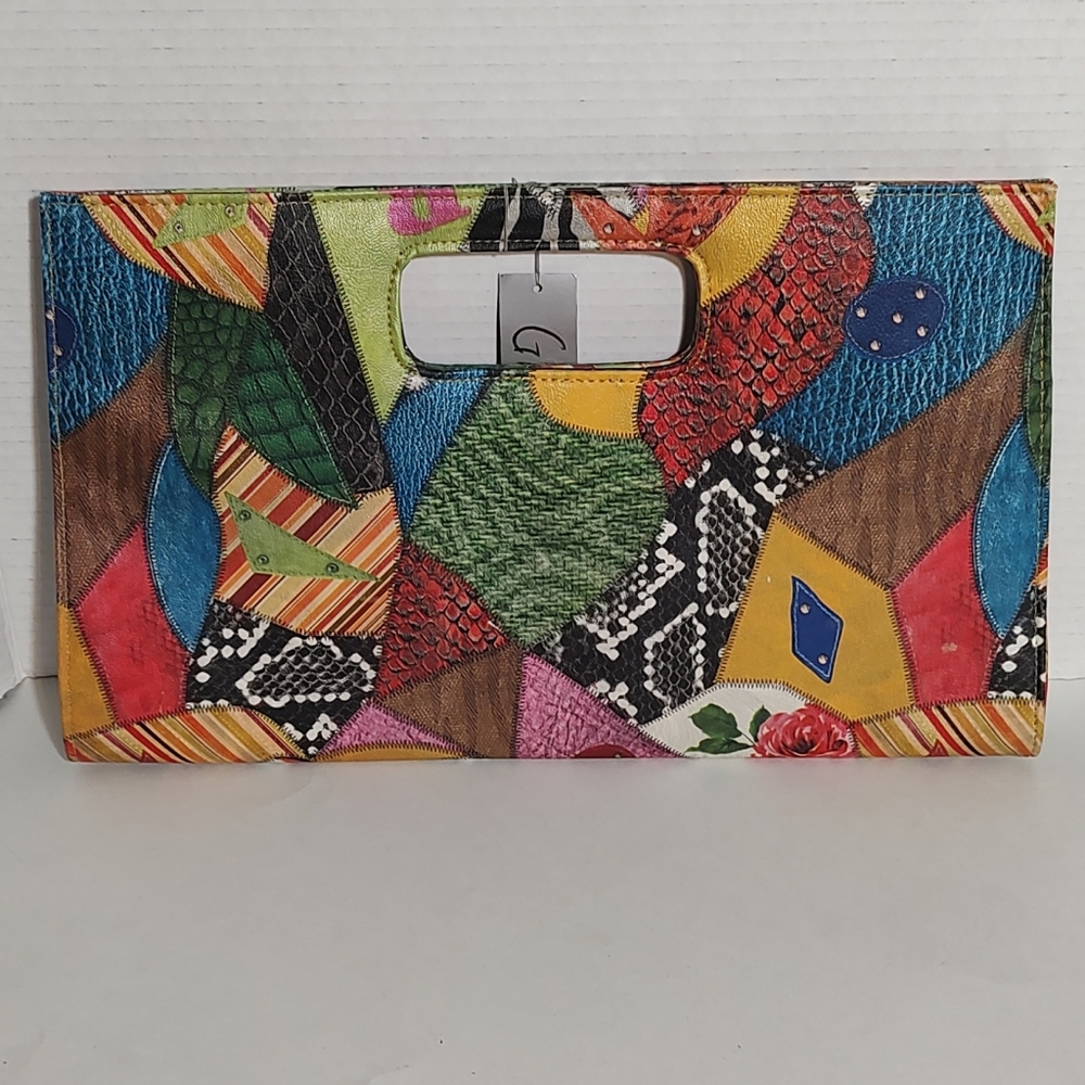 Large Animal Collage Print Clutch